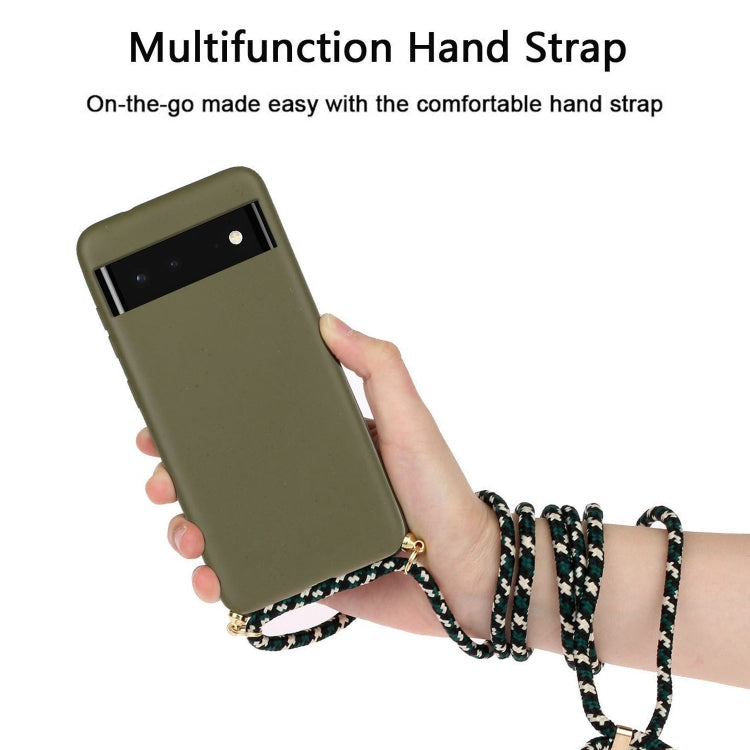 For Google Pixel 6 Wheat Straw Material + TPU Protective Case with Lanyard(Army Green) - Google Cases by PMC Jewellery | Online Shopping South Africa | PMC Jewellery