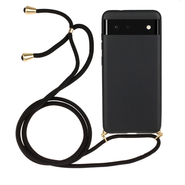 For Google Pixel 6 Wheat Straw Material + TPU Protective Case with Lanyard(Black) - Google Cases by PMC Jewellery | Online Shopping South Africa | PMC Jewellery