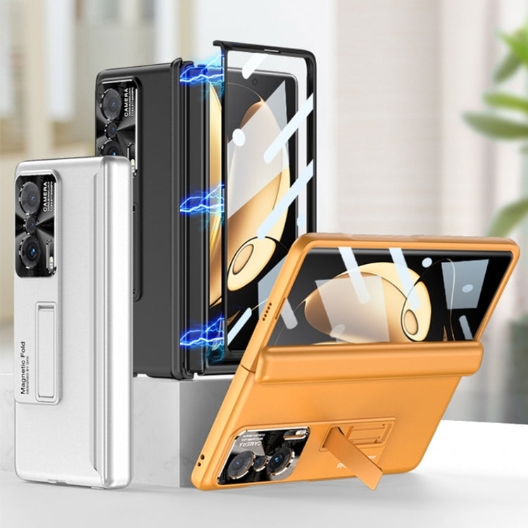 For Honor Magic V GKK Magnetic Hinge Flip Phone Case with Holder(Silver) - Honor Cases by GKK | Online Shopping South Africa | PMC Jewellery
