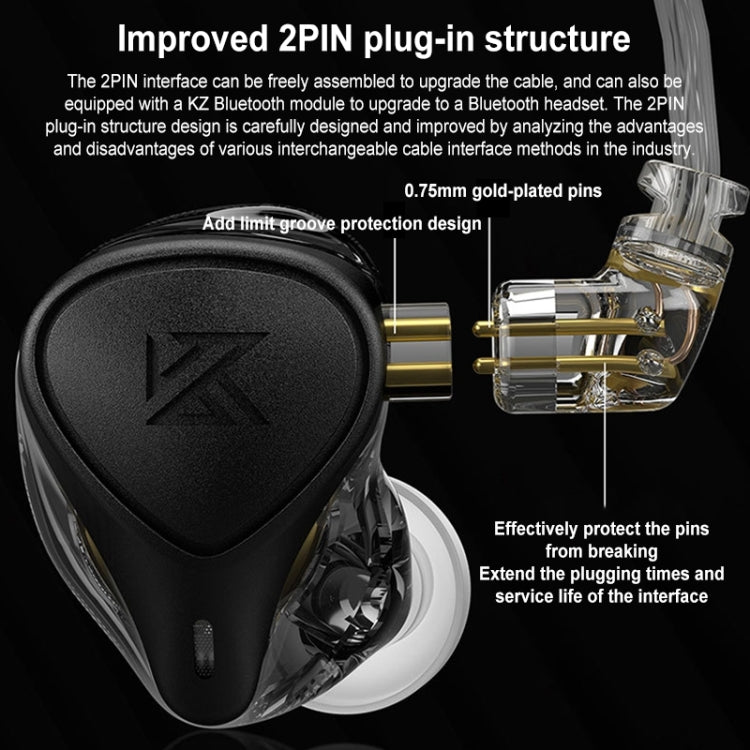 KZ-ZEX PRO 1.2m Electrostatic Coil Iron Hybrid In-Ear Headphones, Style:With Microphone(Black) - In Ear Wired Earphone by KZ | Online Shopping South Africa | PMC Jewellery | Buy Now Pay Later Mobicred