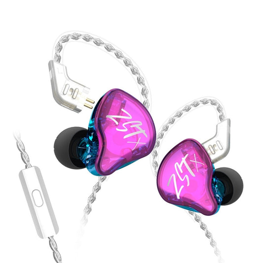 KZ-ZST X 1.25m Ring Iron Hybrid Driver In-Ear Noise Cancelling Earphone, Style:With Microphone(Colorful) - In Ear Wired Earphone by KZ | Online Shopping South Africa | PMC Jewellery