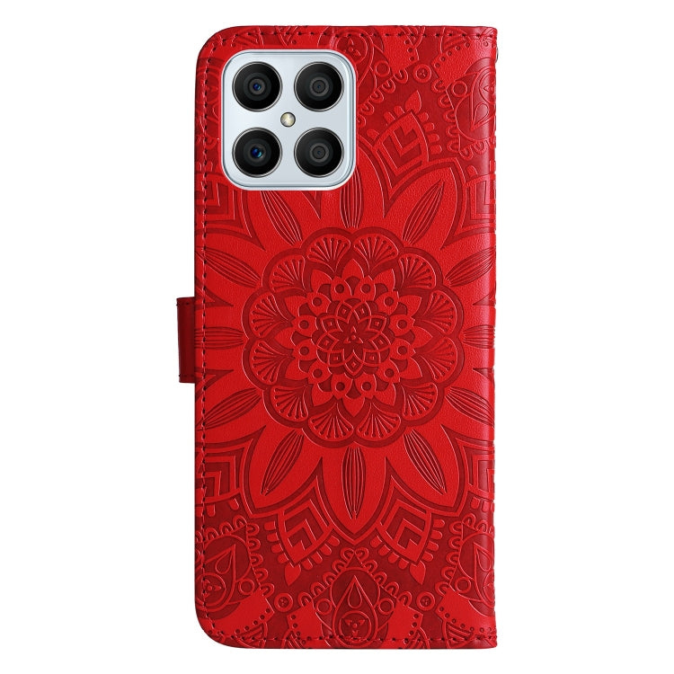 For Honor X8 / X30i Embossed Sunflower Leather Phone Case(Red) - Honor Cases by PMC TechLife | Online Shopping South Africa | PMC TechLife | Buy Now Pay Later Mobicred