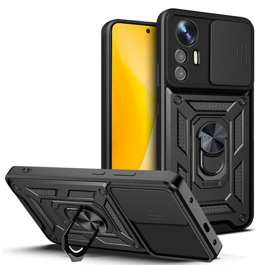 For Xiaomi 12 Lite Sliding Camera Design TPU + PC Phone Case(Black) - Xiaomi Cases by PMC Jewellery | Online Shopping South Africa | PMC Jewellery