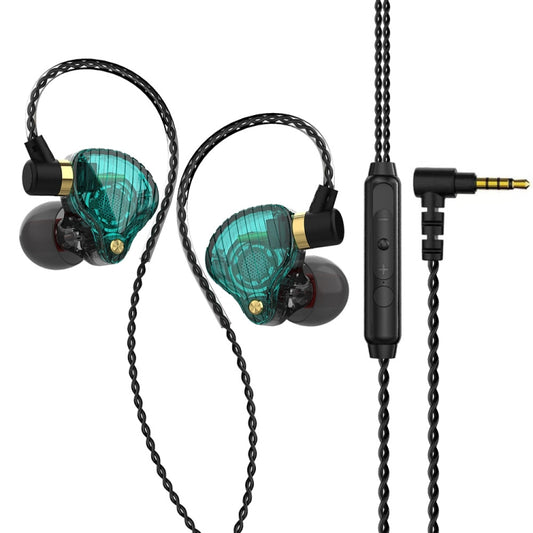 QKZ SK3 3.5mm Sports In-ear Wired HIFI Bass Stereo Sound Earphone with Mic(Green Black) - In Ear Wired Earphone by QKZ | Online Shopping South Africa | PMC Jewellery