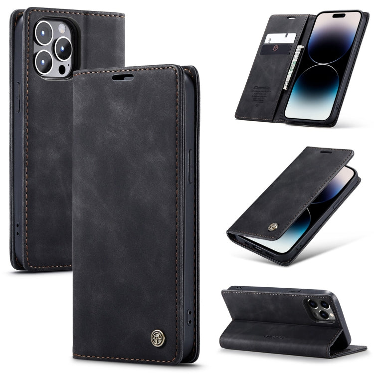 For iPhone 14 Pro CaseMe-013 Multifunctional Retro Frosted Leather Phone Case(Black) - iPhone 14 Pro Cases by CaseMe | Online Shopping South Africa | PMC Jewellery | Buy Now Pay Later Mobicred