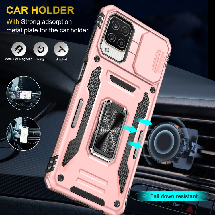 For Samsung Galaxy A12 5G/4G / M12 / F12 Armor PC + TPU Camera Shield Phone Case(Rose Gold) - Galaxy Phone Cases by PMC Jewellery | Online Shopping South Africa | PMC Jewellery