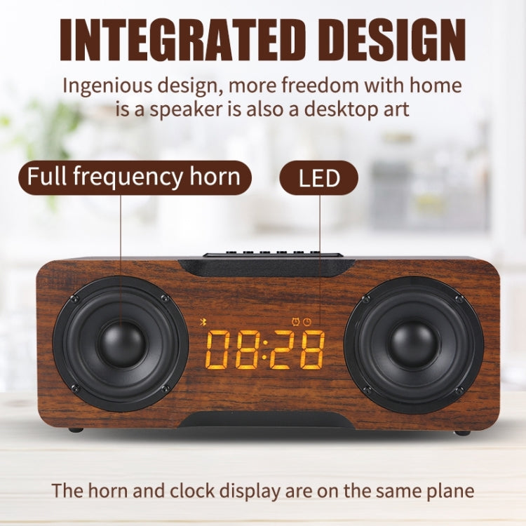 M8C Multifunctional Alarm Clock Bluetooth Speaker(Dark Brown) - Desktop Speaker by PMC TechLife | Online Shopping South Africa | PMC TechLife