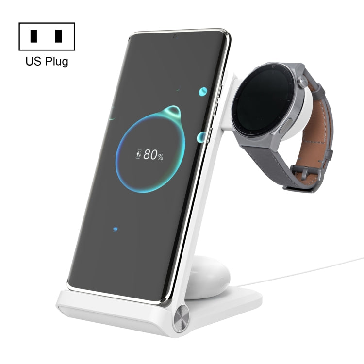 NILLKIN NKT12 3-in-1 Wireless Charger with Huawei Watch Charger, Plug Type:US Plug(White) - Wireless Charger by NILLKIN | Online Shopping South Africa | PMC Jewellery | Buy Now Pay Later Mobicred