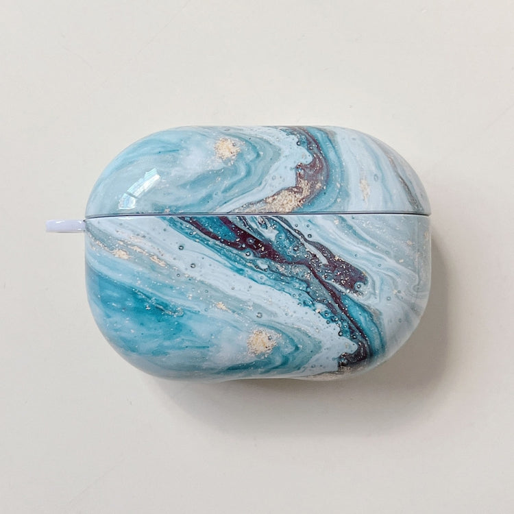 For Xiaomi Redmi Buds 4 Pro Marble Texture PC Glossy Earphone Protective Case(Aqua Blue) - Xiaomi Earphone Case by PMC Jewellery | Online Shopping South Africa | PMC Jewellery