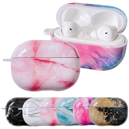 For Xiaomi Redmi Buds 4 Pro Marble Texture PC Glossy Earphone Protective Case(Pink White) - Xiaomi Earphone Case by PMC Jewellery | Online Shopping South Africa | PMC Jewellery