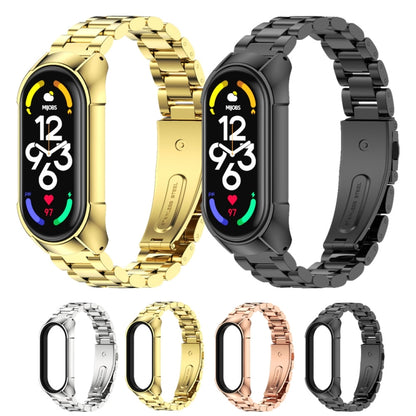 For Xiaomi Mi Band 7 / 7 NFC MIJOBS Stainless Steel Watch Band, Style:TF2 Tri-Bead(Rose Gold) - Watch Bands by MIJOBS | Online Shopping South Africa | PMC Jewellery | Buy Now Pay Later Mobicred