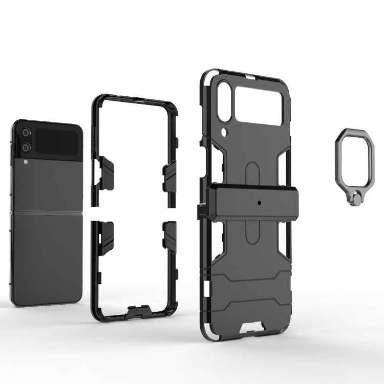 For Samsung Galaxy Z Flip4 PC + TPU Shockproof Protective Phone Case with Magnetic Ring Holder(Black) - Galaxy Z Flip4 5G Cases by PMC TechLife | Online Shopping South Africa | PMC TechLife