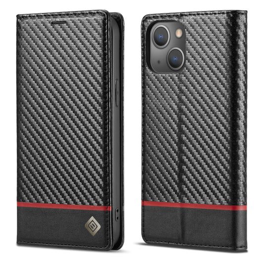 For iPhone 14 LC.IMEEKE Carbon Fiber PU + TPU Leather Case (Horizontal Black) - iPhone 14 Cases by LC.IMEEKE | Online Shopping South Africa | PMC Jewellery | Buy Now Pay Later Mobicred