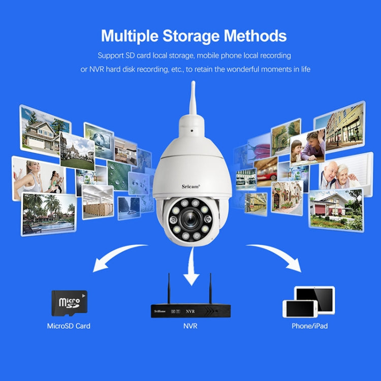 Sricam SP008C 5MP 10X Zoom IP66 Waterproof CCTV WiFi IP Camera Monitor, Plug Type:UK Plug(White) - Wireless Camera by Sricam | Online Shopping South Africa | PMC Jewellery