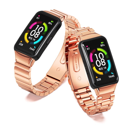 For Huawei Band 6 / Honor Band 6 / 7 Mijobs Bamboo Stainless Steel Metal Watch Band(Rose Gold) - Watch Bands by MIJOBS | Online Shopping South Africa | PMC Jewellery | Buy Now Pay Later Mobicred