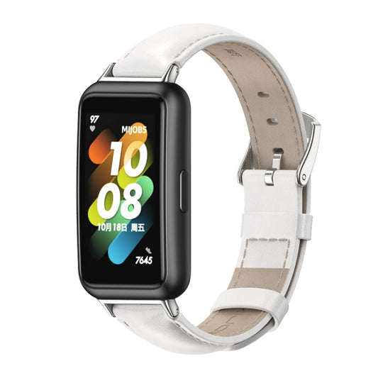 For Huawei Band 7 / 7 NFC MIJOBS Cowhide Leather Watch Band(White Silver) - Watch Bands by MIJOBS | Online Shopping South Africa | PMC Jewellery | Buy Now Pay Later Mobicred