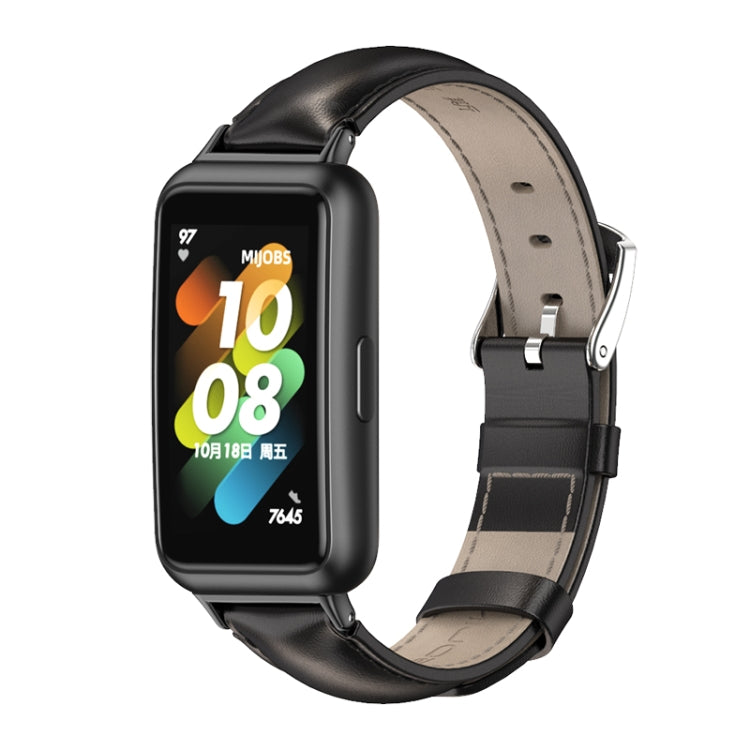 For Huawei Band 7 / 7 NFC MIJOBS Cowhide Leather Watch Band(Black) - free shipping - PMC TechLife - Order now!
