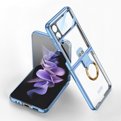 For Samsung Galaxy Z Flip4 GKK Integrated Electroplating Phone Case with Ring(Blue) - Galaxy Z Flip4 5G Cases by GKK | Online Shopping South Africa | PMC Jewellery | Buy Now Pay Later Mobicred