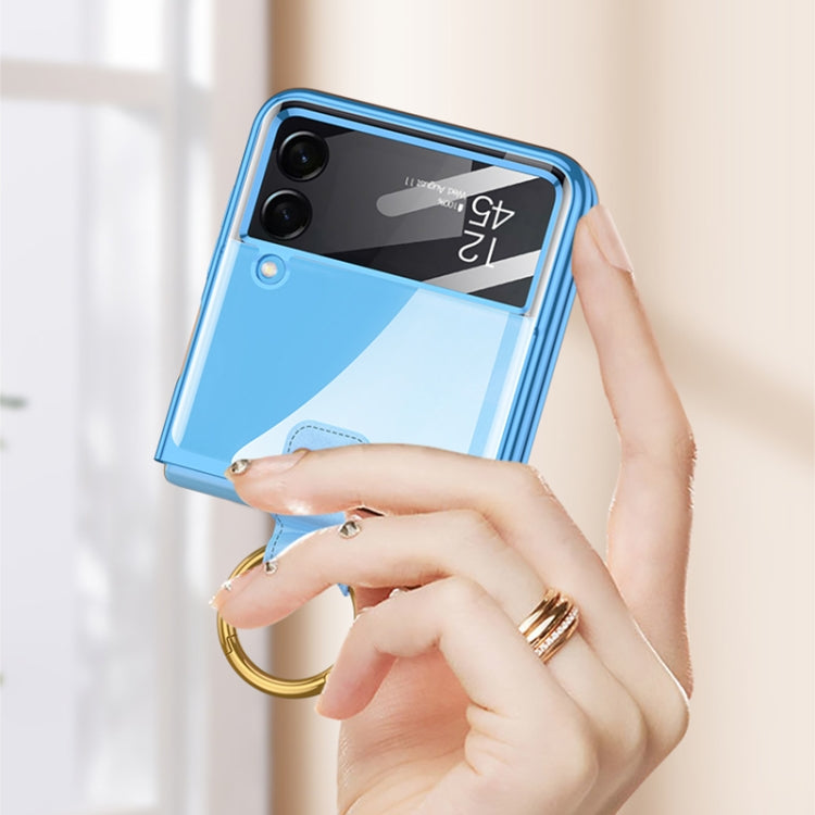 For Samsung Galaxy Z Flip4 GKK Integrated Electroplating Phone Case with Ring(Blue) - Galaxy Z Flip4 5G Cases by GKK | Online Shopping South Africa | PMC Jewellery | Buy Now Pay Later Mobicred