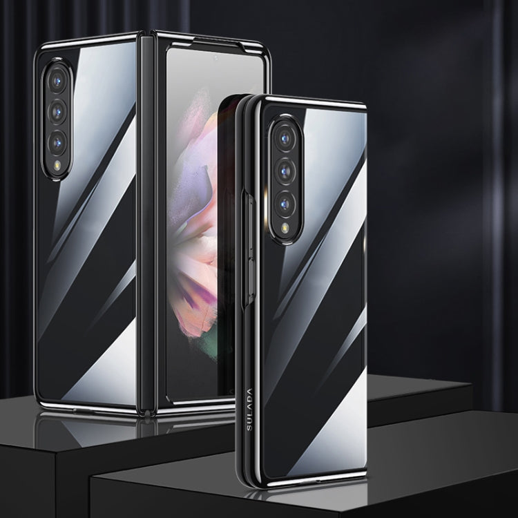 For Samsung Galaxy Z Fold4 SULADA Shockproof Plating PC Transparent Protective Case(Black) - Galaxy Z Fold4 5G Cases by SULADA | Online Shopping South Africa | PMC TechLife | Buy Now Pay Later Mobicred