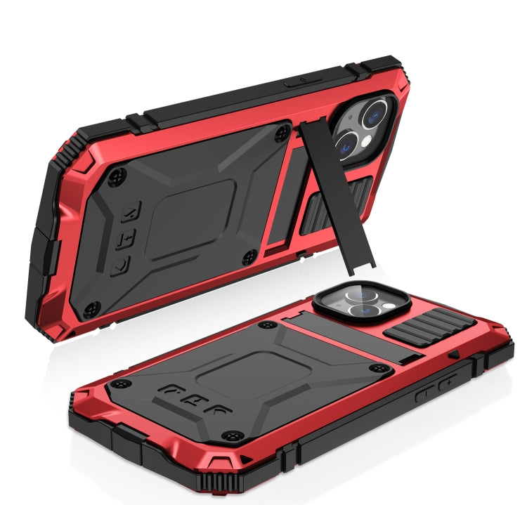 For iPhone 14 R-JUST Shockproof Waterproof Dust-proof Case with Holder (Red) - iPhone 14 Cases by R-JUST | Online Shopping South Africa | PMC Jewellery | Buy Now Pay Later Mobicred