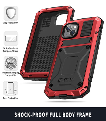 For iPhone 14 R-JUST Shockproof Waterproof Dust-proof Case with Holder (Red) - iPhone 14 Cases by R-JUST | Online Shopping South Africa | PMC Jewellery | Buy Now Pay Later Mobicred