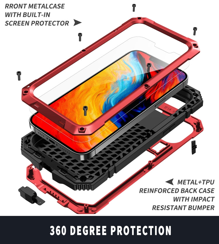 For iPhone 14 R-JUST Shockproof Waterproof Dust-proof Case with Holder (Red) - iPhone 14 Cases by R-JUST | Online Shopping South Africa | PMC Jewellery | Buy Now Pay Later Mobicred