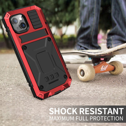 For iPhone 14 R-JUST Shockproof Waterproof Dust-proof Case with Holder (Red) - iPhone 14 Cases by R-JUST | Online Shopping South Africa | PMC Jewellery | Buy Now Pay Later Mobicred