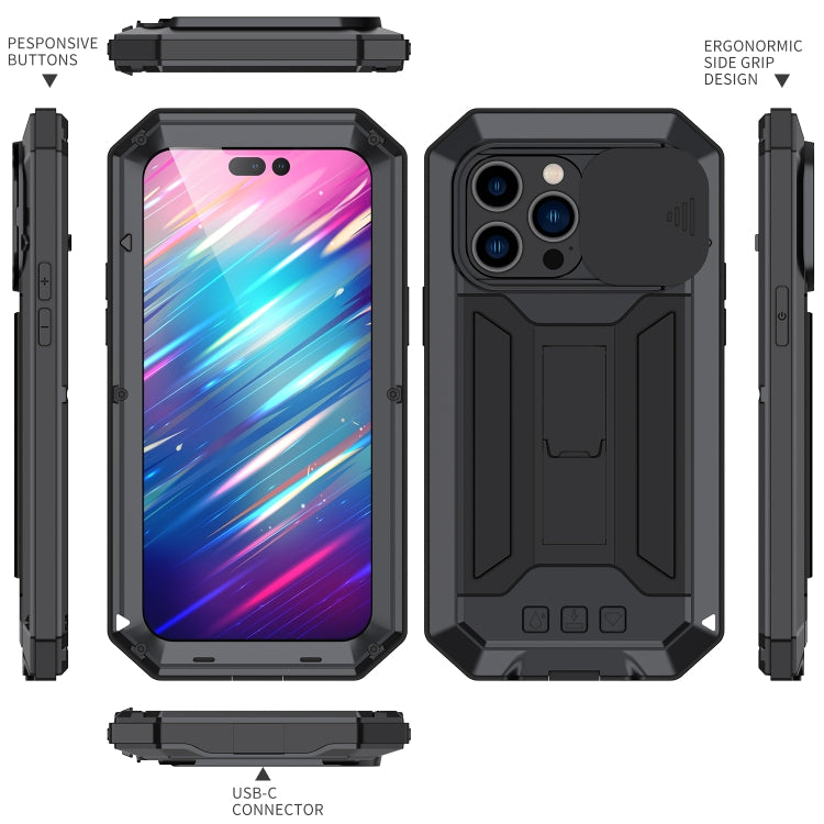 For iPhone 14 Pro Max R-JUST Shockproof Life Waterproof Dust-proof Case (Black) - free shipping - PMC TechLife - Order now!