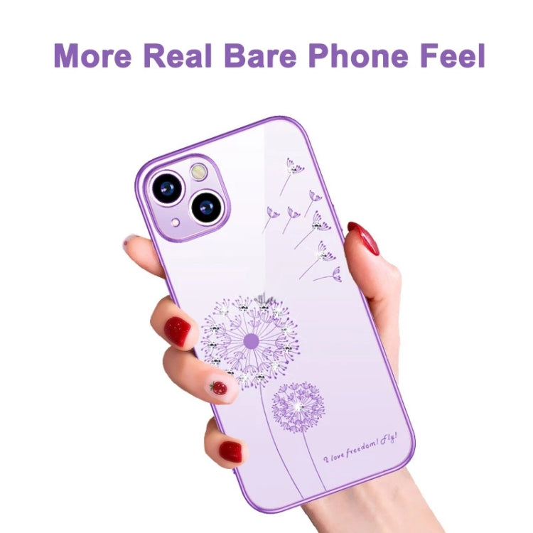 For iPhone 14 Electroplating Diamond Dandelion TPU Phone Case (Purple) - iPhone 14 Cases by PMC TechLife | Online Shopping South Africa | PMC TechLife