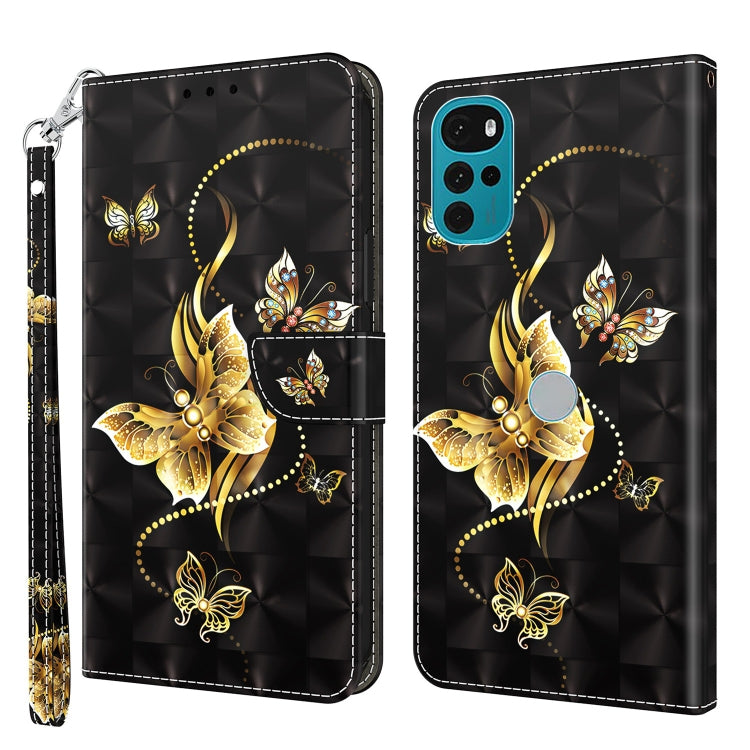 For Motorola Moto G22 3D Painted Leather Phone Case(Golden Swallow Butterfly) - Motorola Cases by PMC Jewellery | Online Shopping South Africa | PMC Jewellery