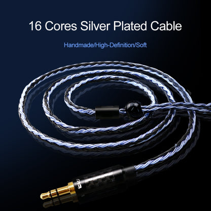CVJ V3 1.2m 16 Cores Silver-plated 3.5mm Earphone Cable, Style:0.78mm(Black-Blue) - Cable & Splitter by CVJ | Online Shopping South Africa | PMC Jewellery