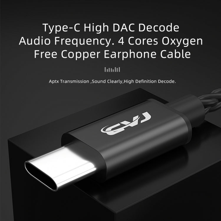 CVJ V6.TC 1.25m Type-C Digital Decoding Oxygen-free Copper Earphone Cable, Style:0.78mm(Black) - Cable & Splitter by CVJ | Online Shopping South Africa | PMC TechLife | Buy Now Pay Later Mobicred