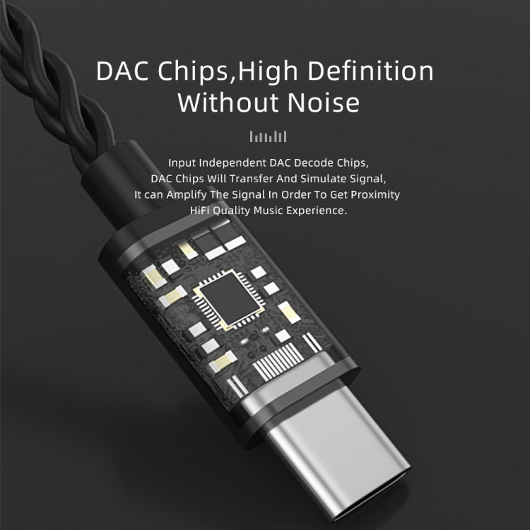 CVJ V6.TC 1.25m Type-C Digital Decoding Oxygen-free Copper Earphone Cable, Style:0.78mm(Black) - Cable & Splitter by CVJ | Online Shopping South Africa | PMC TechLife | Buy Now Pay Later Mobicred
