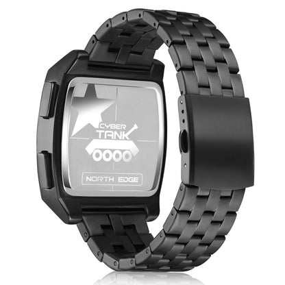 NORTH EDGE CyberTank Stainless Steel Strap Multifunctional Electronic Watch(Black) - Metal Strap Watches by NORTH EDGE | Online Shopping South Africa | PMC Jewellery | Buy Now Pay Later Mobicred