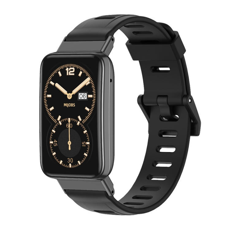 For Xiaomi Mi Band 7 Pro Mijobs Flat Hole TPU Watch Band(Black) - Watch Bands by MIJOBS | Online Shopping South Africa | PMC Jewellery | Buy Now Pay Later Mobicred