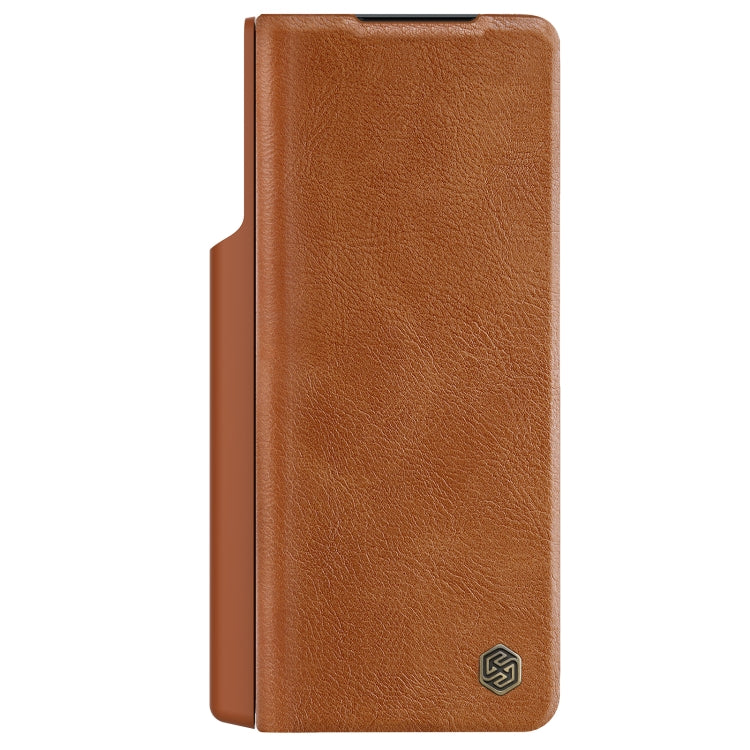 For Samsung Galaxy Z Fold4 5G NILLKIN QIN Series Pro Sliding Camera Cover Design Leather Phone Case(Brown) - Galaxy Z Fold4 5G Cases by NILLKIN | Online Shopping South Africa | PMC Jewellery