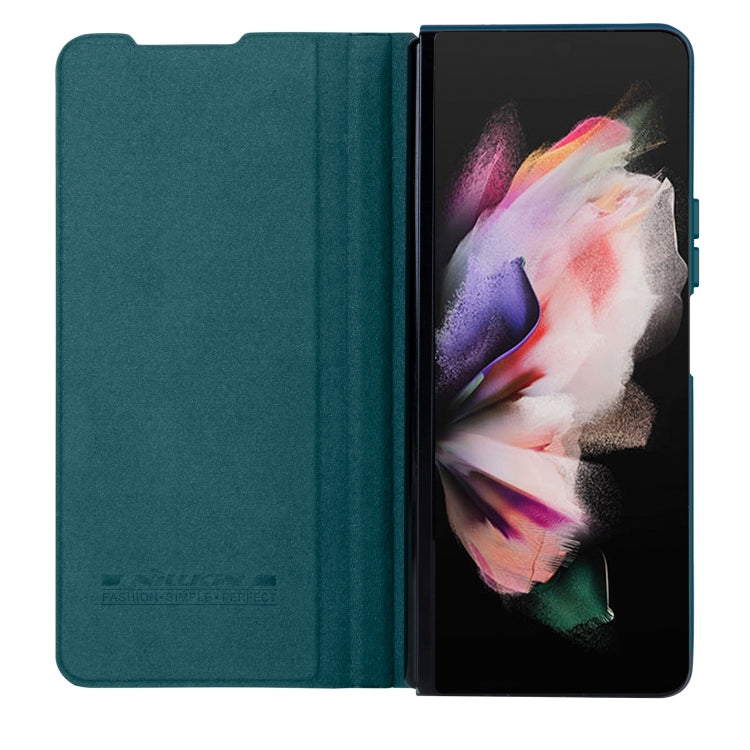 For Samsung Galaxy Z Fold4 5G NILLKIN QIN Series Pro Sliding Camera Cover Design Leather Phone Case(Cyan) - Galaxy Z Fold4 5G Cases by NILLKIN | Online Shopping South Africa | PMC Jewellery