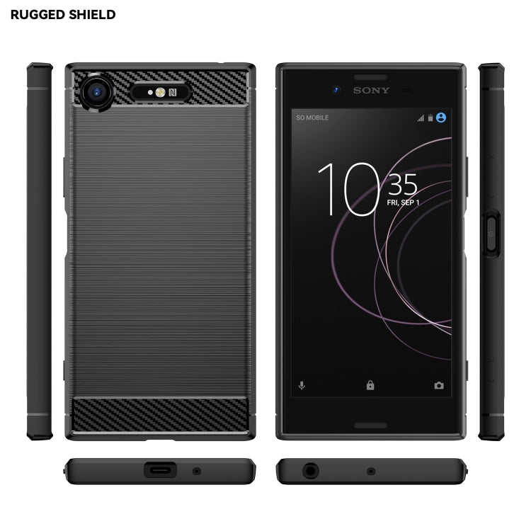 For Sony Xperia XZ1 Brushed Texture Carbon Fiber TPU Phone Case(Black) - Sony Cases by PMC Jewellery | Online Shopping South Africa | PMC Jewellery