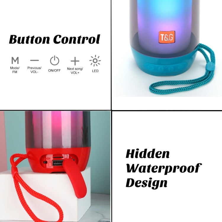 T&G TG643 Portable LED Light Waterproof Subwoofer Wireless Bluetooth Speaker(Red) - Waterproof Speaker by T&G | Online Shopping South Africa | PMC TechLife | Buy Now Pay Later Mobicred