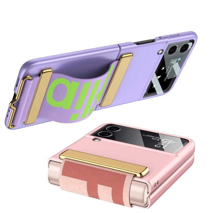 For Samsung Galaxy Z Flip4 GKK Ultra-thin Full Coverage Phone Flip Case with Wristband(Pink) - free shipping - PMC TechLife - Order now!