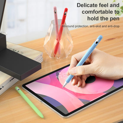 3 in 1 Striped Liquid Silicone Stylus Case with Two Tip Caps For Apple Pencil 2(White) - Pencil Accessories by PMC Jewellery | Online Shopping South Africa | PMC Jewellery