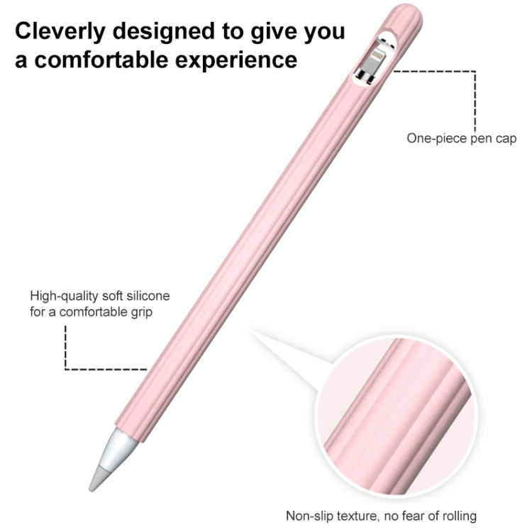 3 in 1 Striped Liquid Silicone Stylus Case with Two Tip Caps For Apple Pencil 2(White) - Pencil Accessories by PMC Jewellery | Online Shopping South Africa | PMC Jewellery