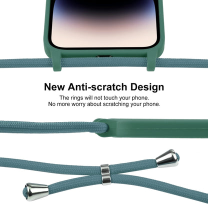 For iPhone 14 Pro Max Crossbody Lanyard Liquid Silicone Case(Emerald Green) - iPhone 14 Pro Max Cases by PMC Jewellery | Online Shopping South Africa | PMC Jewellery