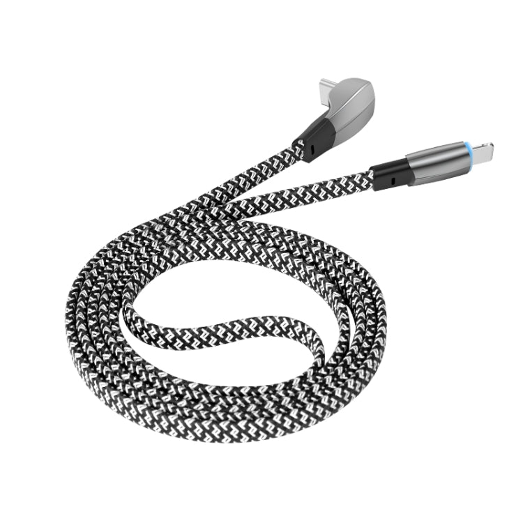 3A USB-C/Type-C to 8 Pin Elbow Fast Charge Data Cable, Length:2m(Grey) - 2 in 1 Cable by PMC TechLife | Online Shopping South Africa | PMC TechLife