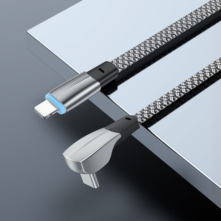 3A USB-C/Type-C to 8 Pin Elbow Fast Charge Data Cable, Length:2m(Grey) - 2 in 1 Cable by PMC TechLife | Online Shopping South Africa | PMC TechLife