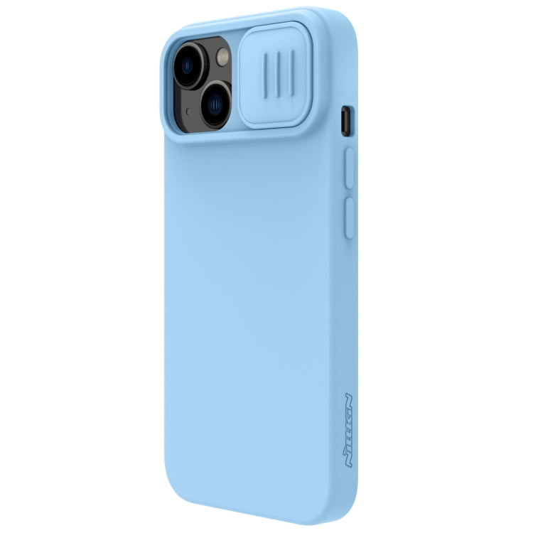 For iPhone 14 Plus NILLKIN CamShield Liquid Silicone Phone Case (Sky Blue) - iPhone 14 Plus Cases by NILLKIN | Online Shopping South Africa | PMC Jewellery | Buy Now Pay Later Mobicred