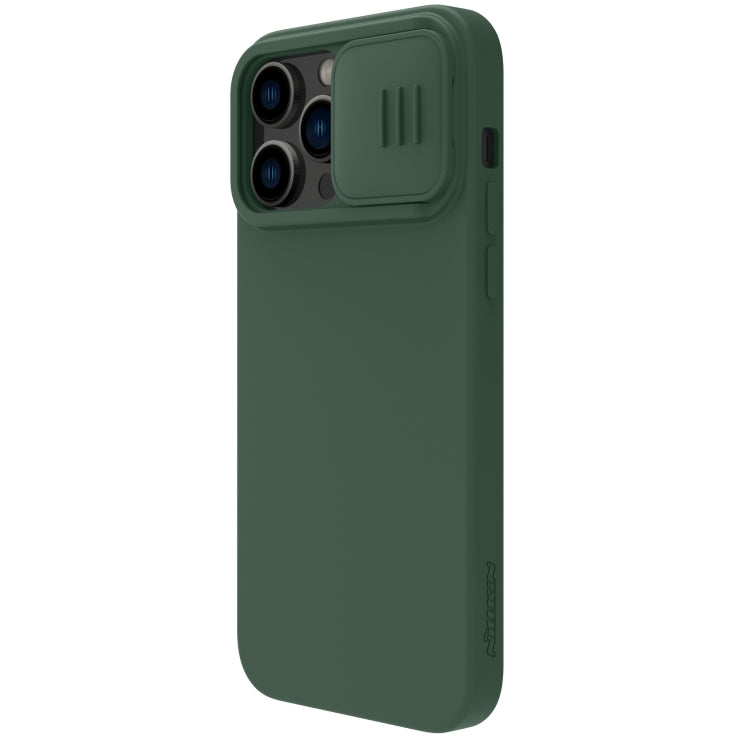 For iPhone 14 Pro Max NILLKIN CamShield Liquid Silicone Phone Case (Dark Green) - iPhone 14 Pro Max Cases by NILLKIN | Online Shopping South Africa | PMC Jewellery | Buy Now Pay Later Mobicred