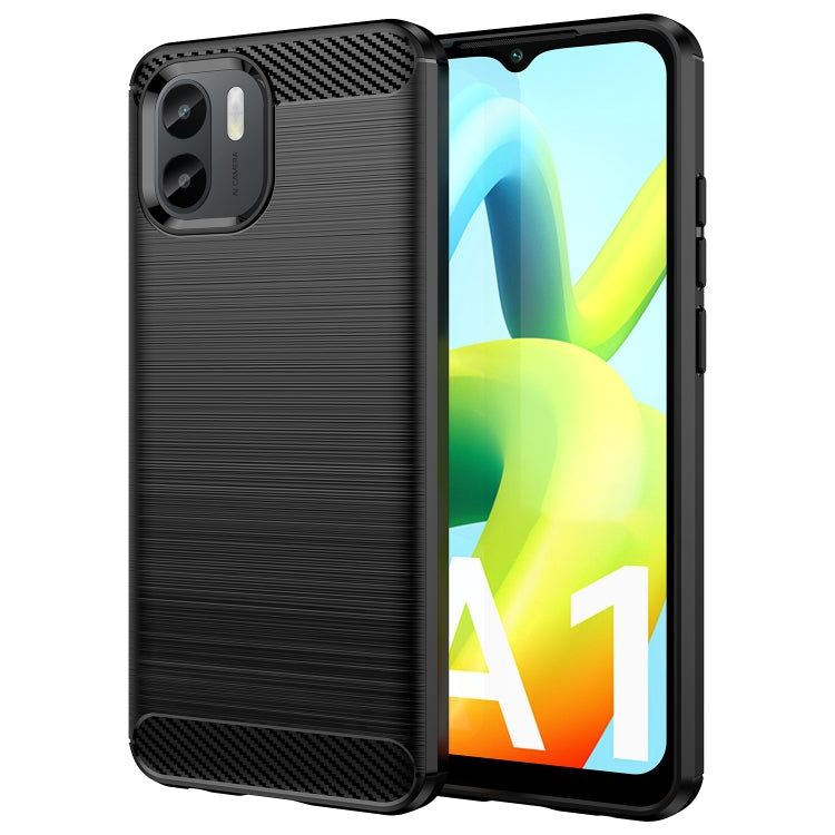 For Xiaomi Redmi A1 Brushed Texture Carbon Fiber TPU Phone Case(Black) - Xiaomi Cases by PMC TechLife | Online Shopping South Africa | PMC TechLife