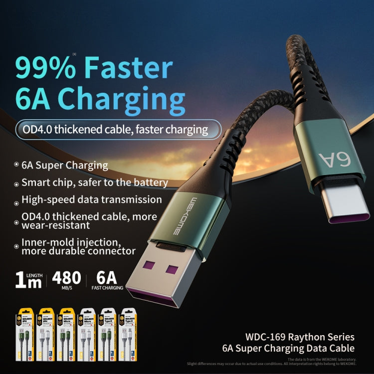 WEKOME WDC-169I Raython Series 6A USB to 8 Pin Fast Charge Data Cable Length: 1m(Black) - Normal Style Cable by WK | Online Shopping South Africa | PMC TechLife